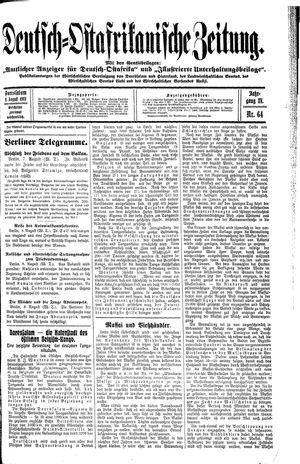 Deutsch-Ostafrikanische Zeitung vom 09.08.1913