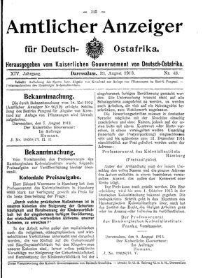 Deutsch-Ostafrikanische Zeitung vom 13.08.1913