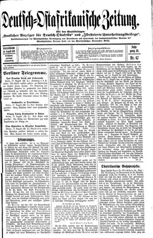 Deutsch-Ostafrikanische Zeitung vom 20.08.1913