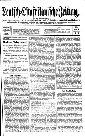 Deutsch-Ostafrikanische Zeitung on Sep 3, 1913
