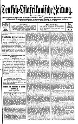 Deutsch-Ostafrikanische Zeitung vom 20.09.1913