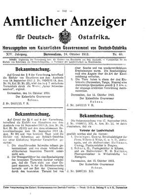 Deutsch-Ostafrikanische Zeitung vom 18.10.1913