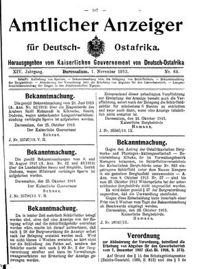 Deutsch-Ostafrikanische Zeitung vom 01.11.1913