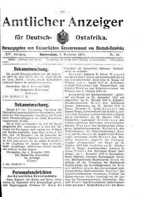 Deutsch-Ostafrikanische Zeitung vom 05.11.1913