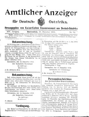 Deutsch-Ostafrikanische Zeitung vom 13.12.1913