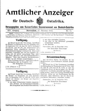 Deutsch-Ostafrikanische Zeitung on Dec 24, 1913