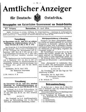 Deutsch-Ostafrikanische Zeitung on Apr 25, 1914