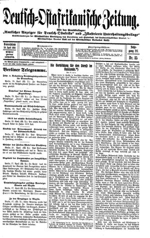 Deutsch-Ostafrikanische Zeitung on Apr 29, 1914