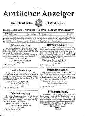 Deutsch-Ostafrikanische Zeitung on Apr 29, 1914