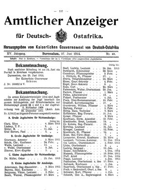Deutsch-Ostafrikanische Zeitung vom 27.06.1914