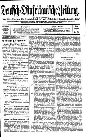 Deutsch-Ostafrikanische Zeitung vom 04.07.1914