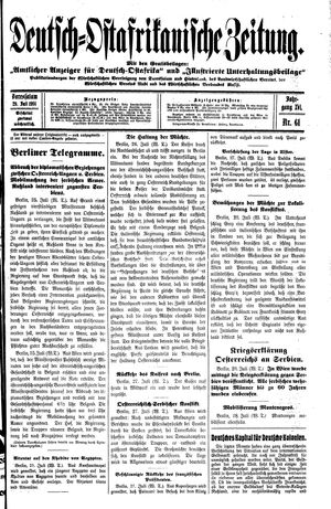 Deutsch-Ostafrikanische Zeitung vom 29.07.1914