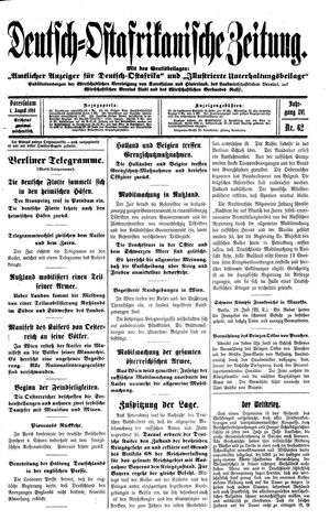 Deutsch-Ostafrikanische Zeitung on Aug 1, 1914
