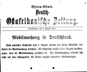 Deutsch-Ostafrikanische Zeitung vom 02.08.1914
