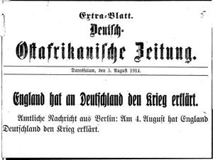 Deutsch-Ostafrikanische Zeitung vom 05.08.1914