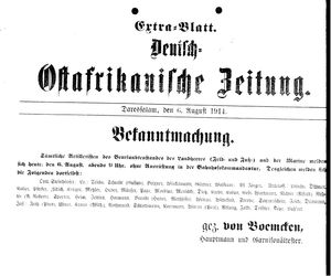 Deutsch-Ostafrikanische Zeitung on Aug 6, 1914