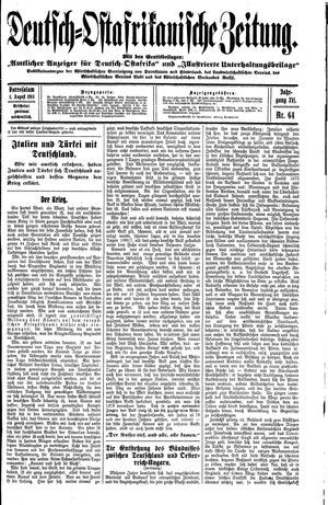 Deutsch-Ostafrikanische Zeitung vom 08.08.1914