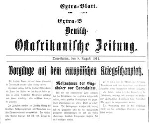 Deutsch-Ostafrikanische Zeitung vom 09.08.1914