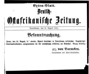 Deutsch-Ostafrikanische Zeitung vom 11.08.1914