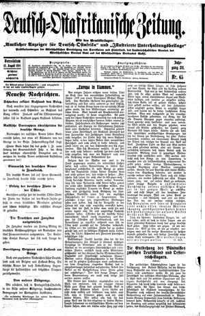 Deutsch-Ostafrikanische Zeitung vom 12.08.1914