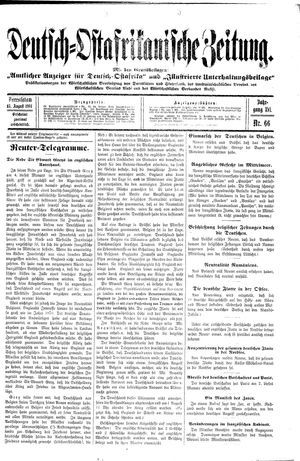 Deutsch-Ostafrikanische Zeitung vom 15.08.1914