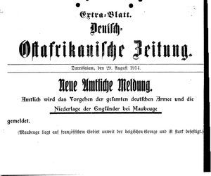 Deutsch-Ostafrikanische Zeitung vom 29.08.1914
