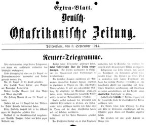 Deutsch-Ostafrikanische Zeitung vom 03.09.1914