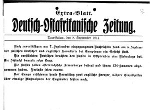 Deutsch-Ostafrikanische Zeitung on Sep 8, 1914