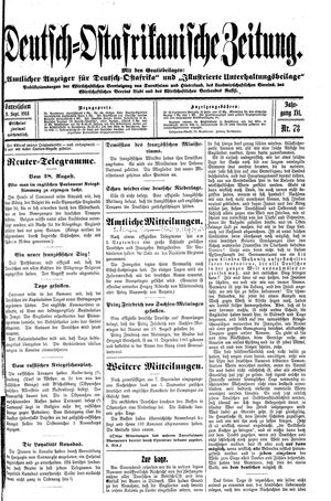 Deutsch-Ostafrikanische Zeitung vom 09.09.1914