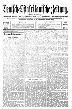 Deutsch-Ostafrikanische Zeitung vom 12.09.1914