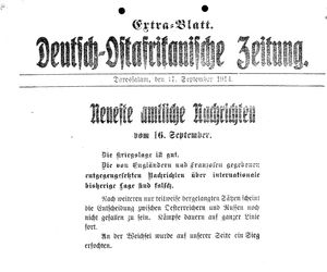 Deutsch-Ostafrikanische Zeitung vom 17.09.1914