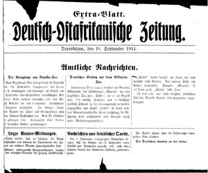 Deutsch-Ostafrikanische Zeitung vom 18.09.1914