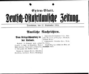 Deutsch-Ostafrikanische Zeitung on Sep 27, 1914