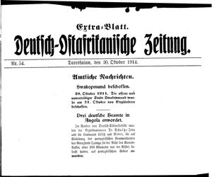 Deutsch-Ostafrikanische Zeitung on Oct 30, 1914