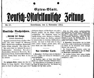 Deutsch-Ostafrikanische Zeitung vom 04.11.1914