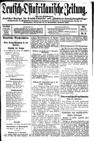 Deutsch-Ostafrikanische Zeitung vom 11.11.1914