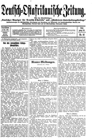 Deutsch-Ostafrikanische Zeitung vom 14.11.1914