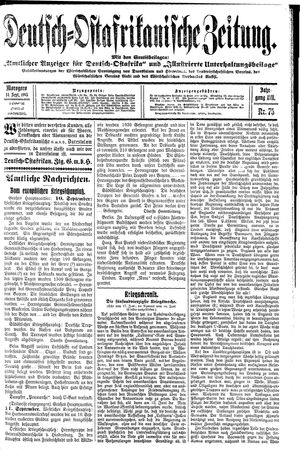 Deutsch-Ostafrikanische Zeitung vom 14.09.1915