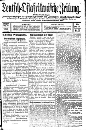 Deutsch-Ostafrikanische Zeitung vom 21.09.1915