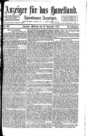 Anzeiger für das Havelland vom 15.11.1905