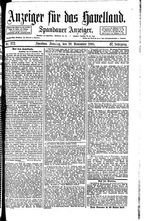 Anzeiger für das Havelland vom 19.11.1905