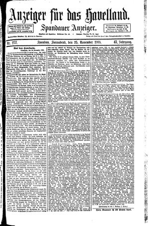 Anzeiger für das Havelland vom 25.11.1905