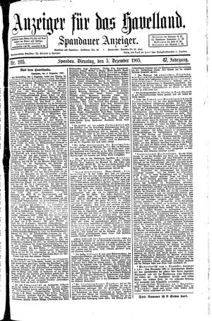 Anzeiger für das Havelland vom 05.12.1905