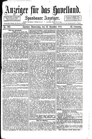 Anzeiger für das Havelland vom 14.12.1905