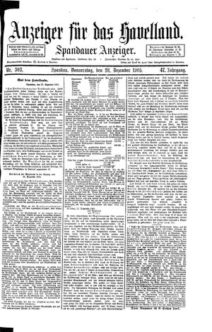 Anzeiger für das Havelland vom 28.12.1905