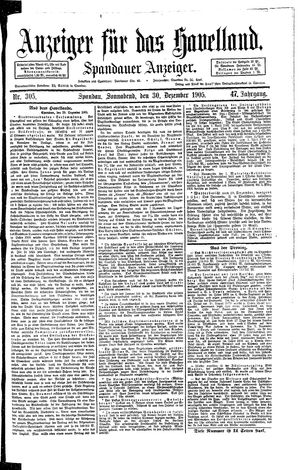 Anzeiger für das Havelland vom 30.12.1905
