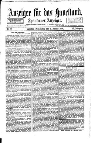 Anzeiger für das Havelland vom 04.01.1906