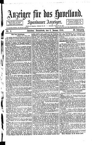 Anzeiger für das Havelland vom 06.01.1906