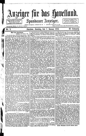 Anzeiger für das Havelland vom 07.01.1906