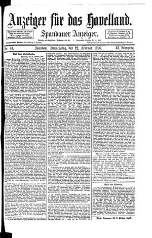 Anzeiger für das Havelland vom 22.02.1906
